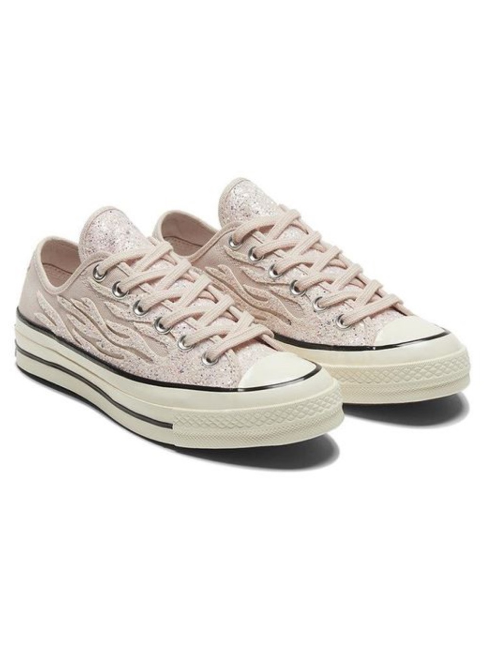 Converse Chuck Taylor All Star 70 Pink Sparkle Glitter Flame Shoes Womens Sz 6.5